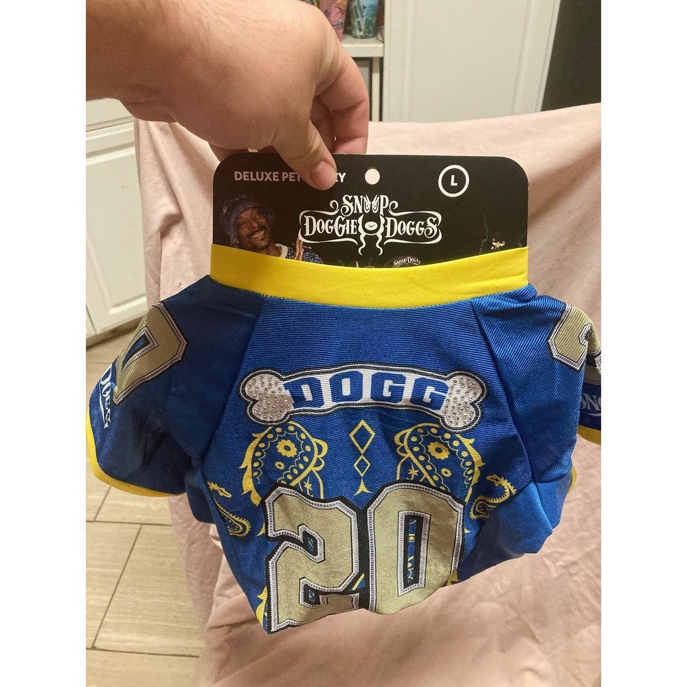 Snoop Doggie Doggs Blue Halftime Deluxe Pet Jersey Size Large Bling NWT